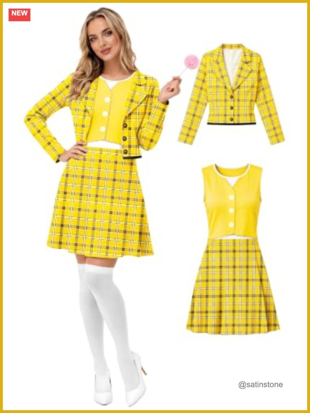 Plaid 2 Piece Blazer & Mini Dress Set Y2K Preppy Costume